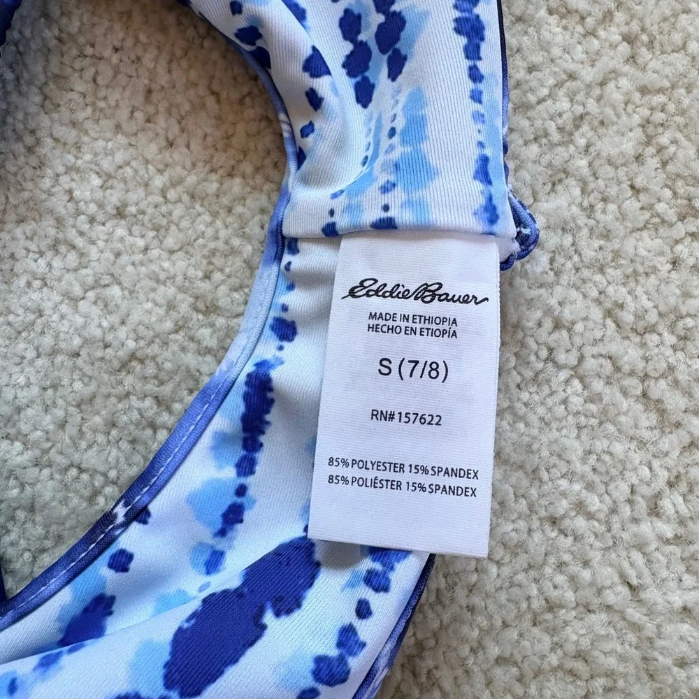 Eddie Bauer Swim Set 4-Piece Mix & Match Girls Size S 7/8 Blue Tie Dye NWOT